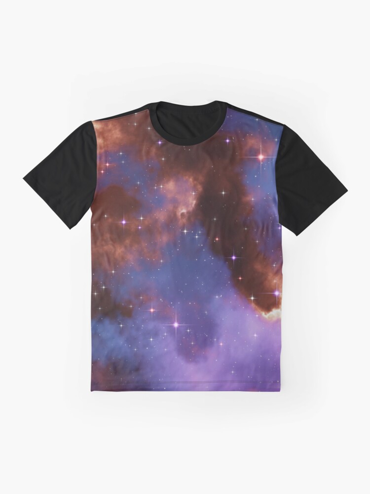 Alternate view of Fantasy nebula cosmos sky in space with stars (Red/Blue/Purple) Graphic T-Shirt