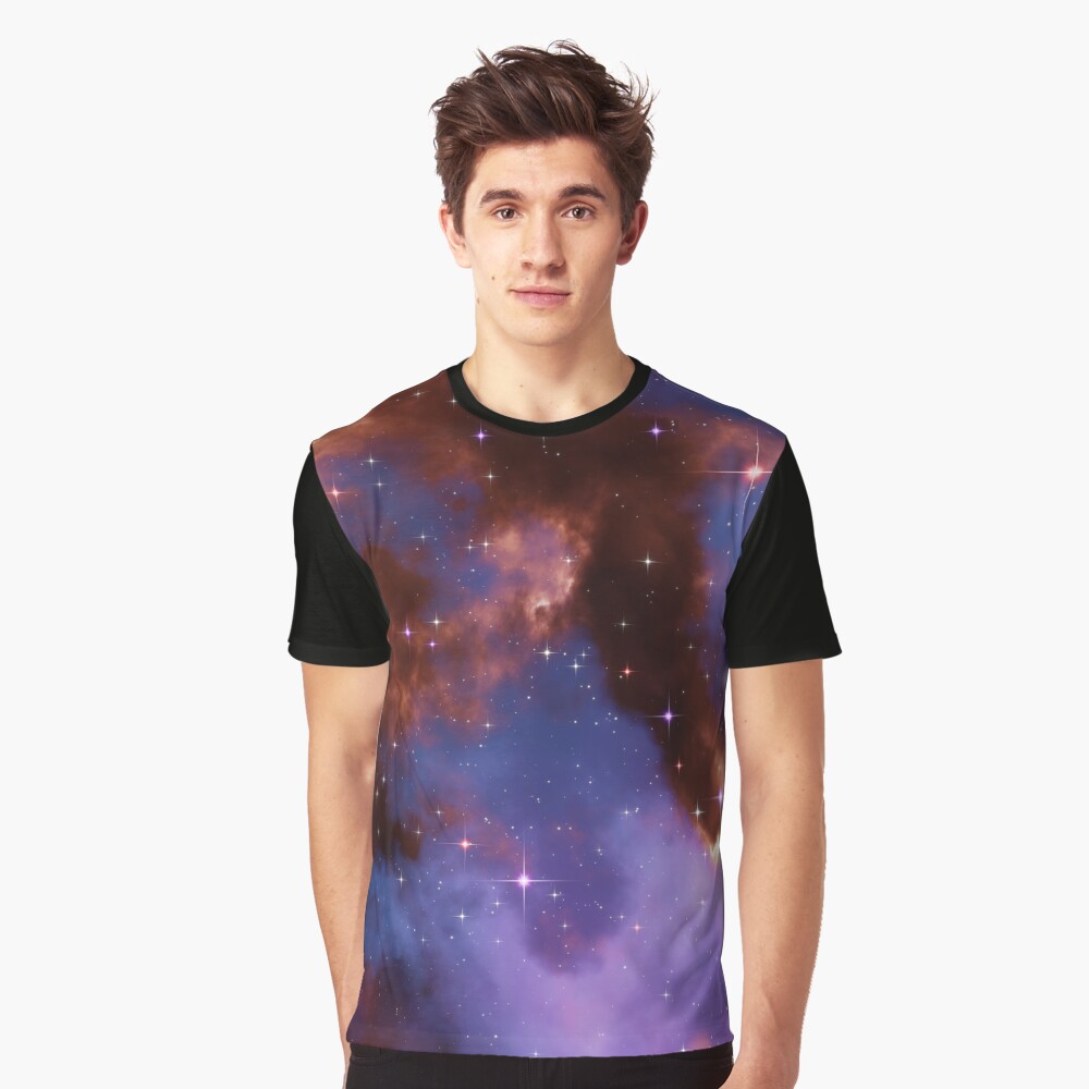 Fantasy nebula cosmos sky in space with stars (Red/Blue/Purple) Graphic T-Shirt