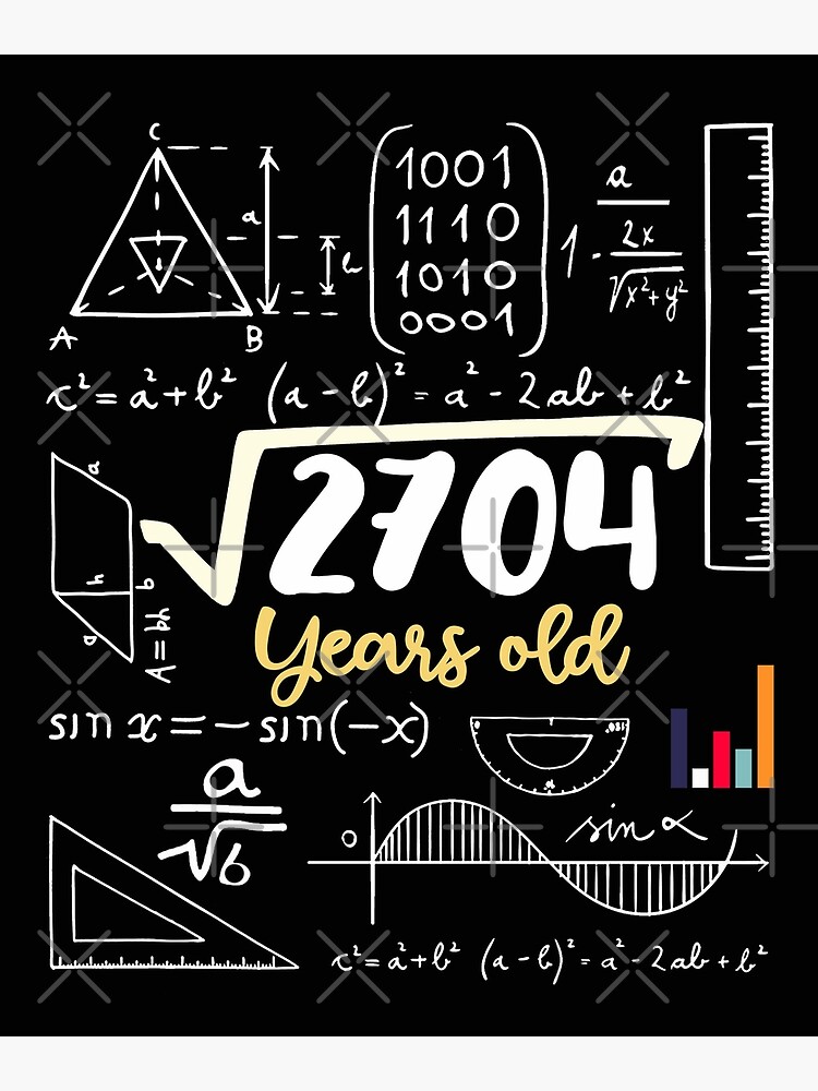 square-root-52-years-old-funny-teacher-52th-birthday-poster-for-sale