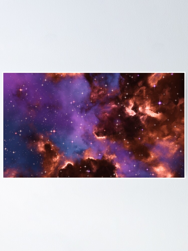 Alternate view of Fantasy nebula cosmos sky in space with stars (Red/Purple/Blue) Poster