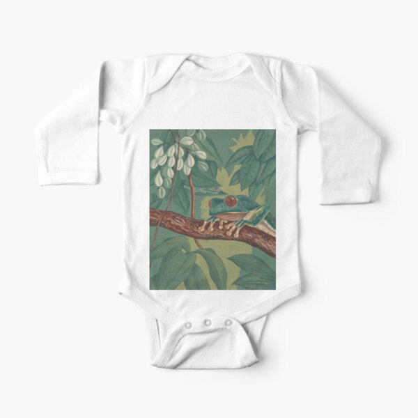 Orange-Eyed Tree Frog Long Sleeve Baby One-Piece