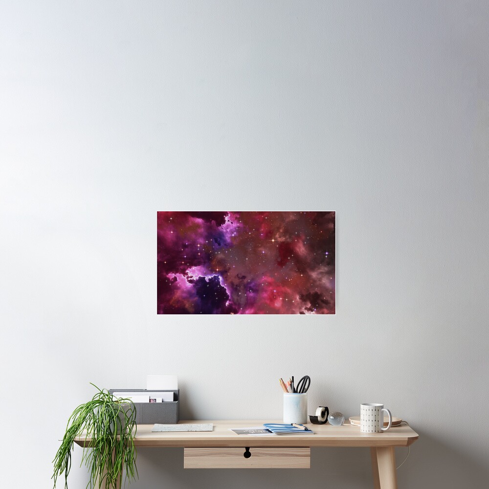 Fantasy nebula cosmos sky in space with stars (Purple/Pink/Magenta) Poster