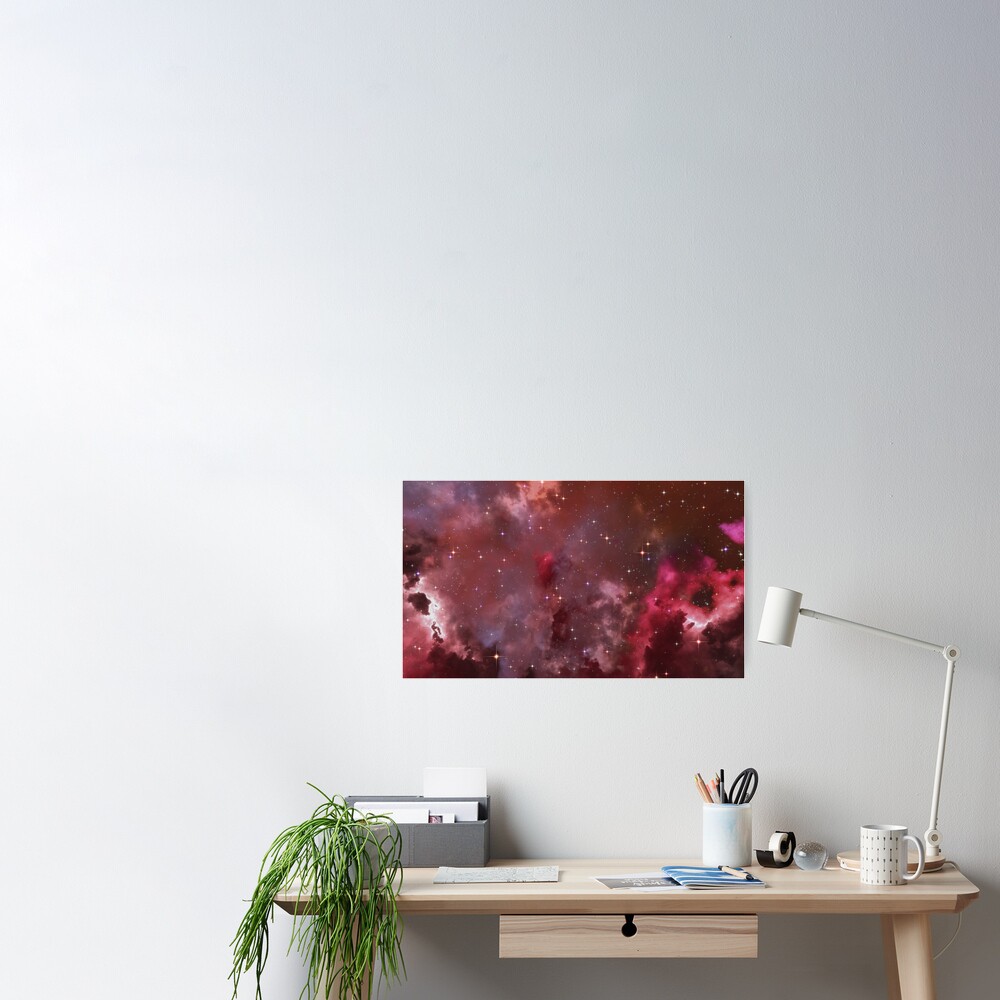 Fantasy nebula cosmos sky in space with stars (Purple/Pink/Magenta) Poster