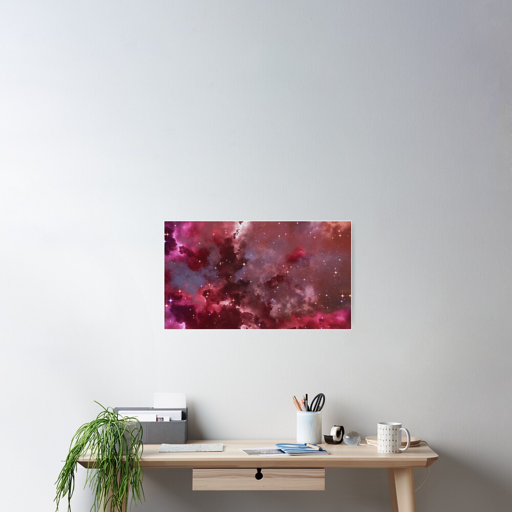 Fantasy nebula cosmos sky in space with stars (Purple/Pink/Magenta) Poster
