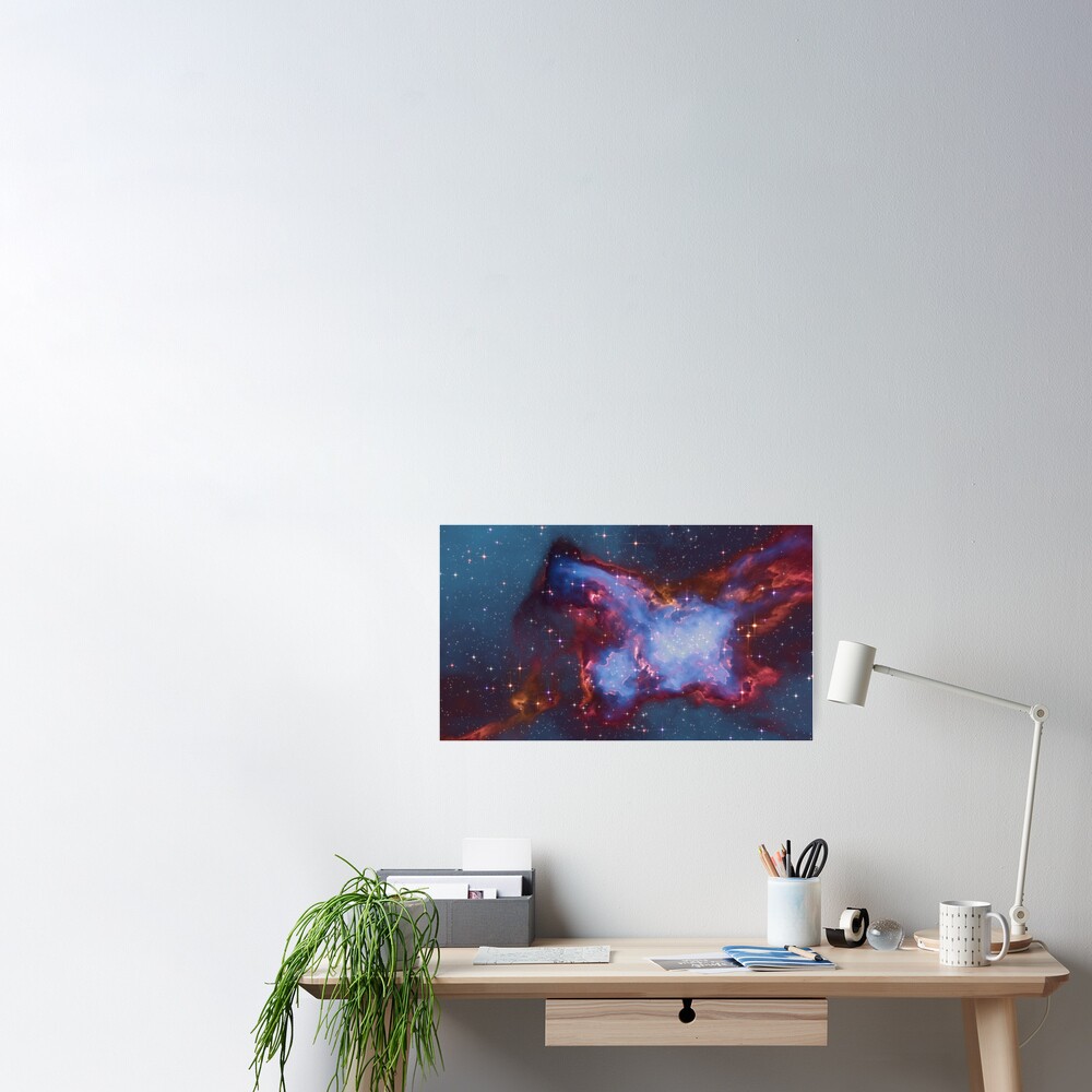 Fantasy nebula cosmos sky in space with stars (Blue) Poster