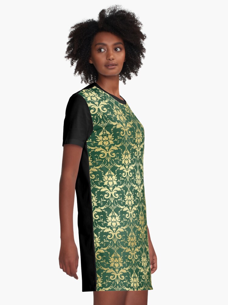 dark green and gold dress