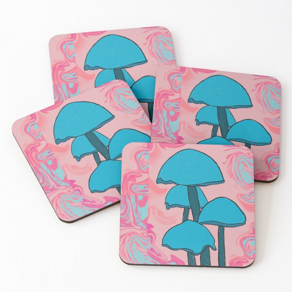 Item preview, Groovy Blue Mushroom Quartet designed and sold by notastranger.