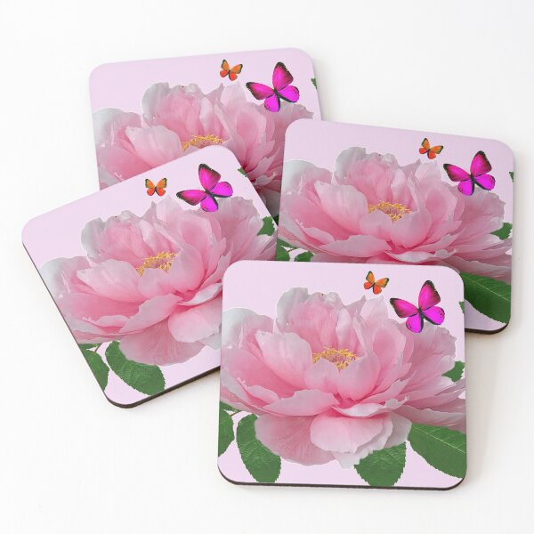 Item preview, Pink and white peony roses and a butterfly designed and sold by SueKnox.
