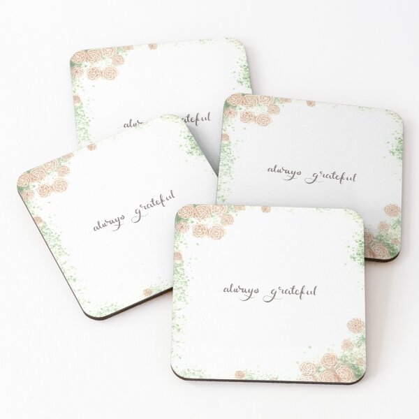 Item preview, Always grateful - Quote with pretty floral border designed and sold by Taladesignlab.