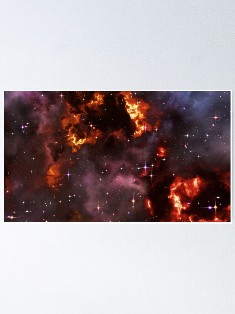 Alternate view of Fantasy nebula cosmos sky in space with stars (Purple/Yellow/Orange/Red) Poster