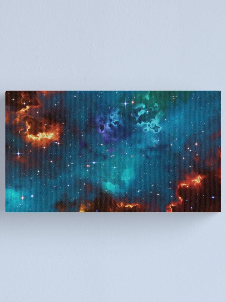 Alternate view of Fantasy nebula cosmos sky in space with stars (Blue/Cyan/Green/Yellow/Orange/Red) Canvas Print