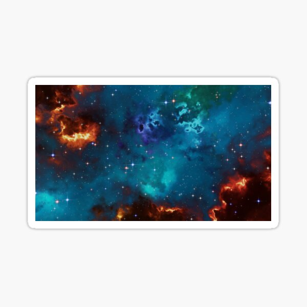 Fantasy nebula cosmos sky in space with stars (Blue/Cyan/Green/Yellow/Orange/Red) Sticker