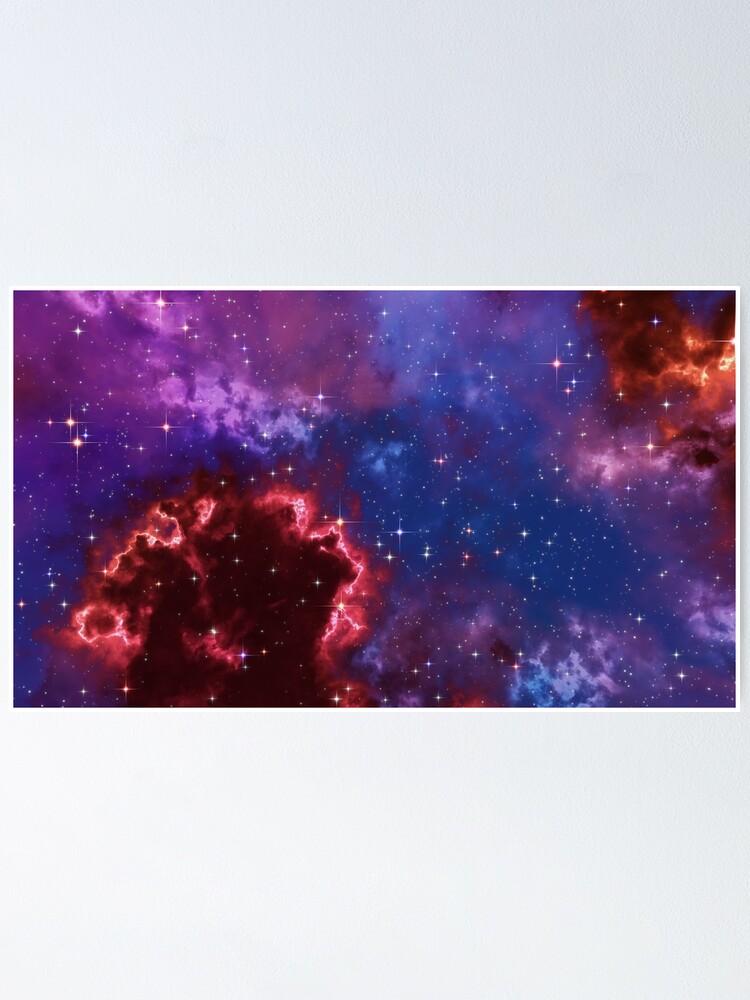 Alternate view of Fantasy nebula cosmos sky in space with stars (Blue/Purple/Red/Yellow/Pink) Poster