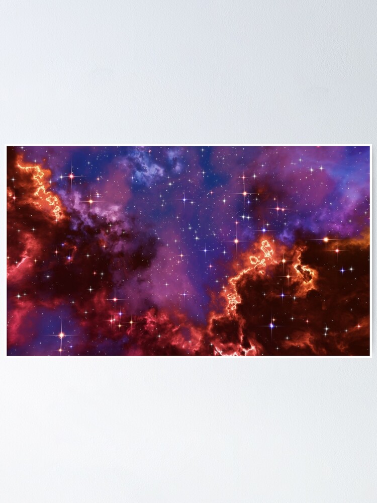 Alternate view of Fantasy nebula cosmos sky in space with stars (Blue/Purple/Red/Yellow/Pink) Poster