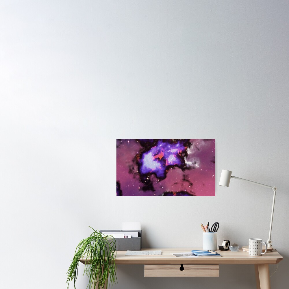 Fantasy nebula cosmos sky in space with stars (Purple/Blue/Magenta) Poster