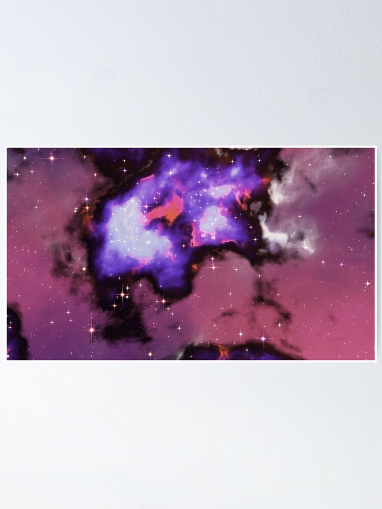 Alternate view of Fantasy nebula cosmos sky in space with stars (Purple/Blue/Magenta) Poster