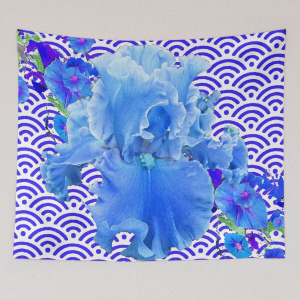Item preview, BLUE WHITE FROTHY IRIS PATTERN GARDEN ABSTRACT ART designed and sold by sharlesart.