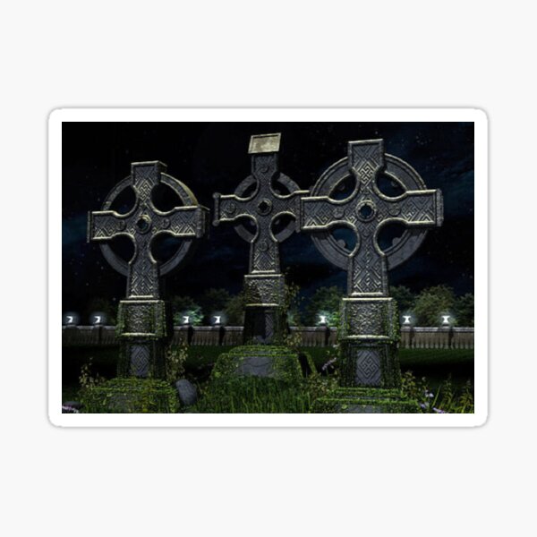 Item preview, Castle Malloy Celtic Crosses Sticker (HAU) designed and sold by petroglyphpunch.