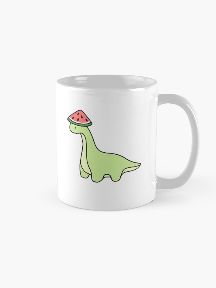 Simple Light Green Watermelon Hat Brontosaurus Dinosaur Coffee
