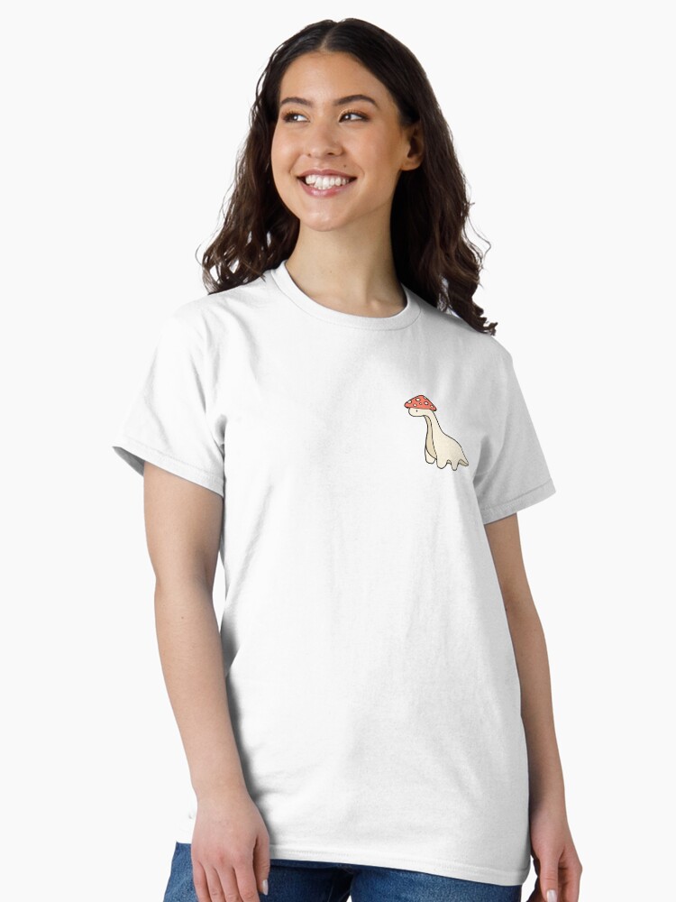 Thumbnail 2 von 7, Classic T-Shirt, Einfacher rot-weißer Pilzhut Brontosaurus Dinosaurier designt und verkauft von bassoongirl123.