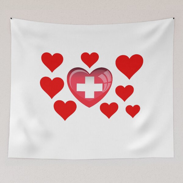 Item preview, Swiss Flag Heart Design designed and sold by Fiftyandfab.