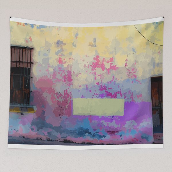 Item preview, Brightly painted houses as abstract art - photography art home decor print bedding pillow designed and sold by Boho Contessa.