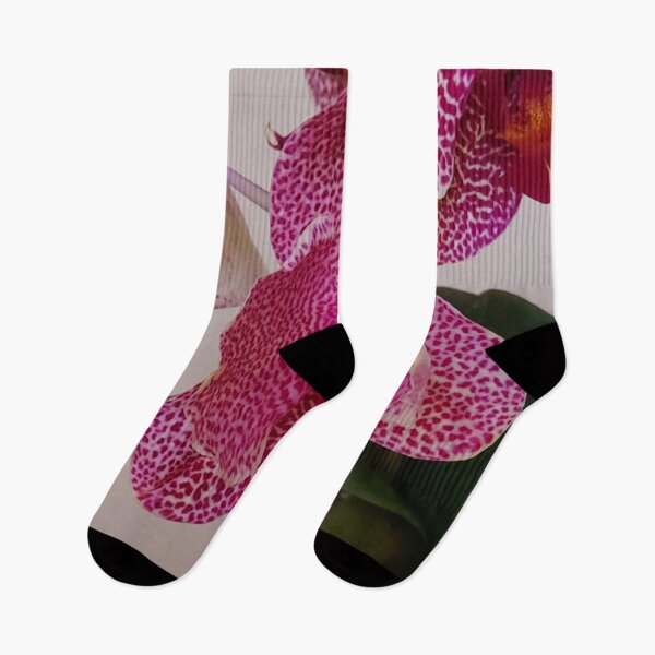 Item preview, White Phalaenopsis Orchid with Pink Burgundy Spots Close up designed and sold by kittenpink.