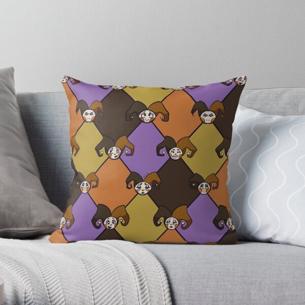 Harlequin Jesters Pattern-Muted Throw Pillow