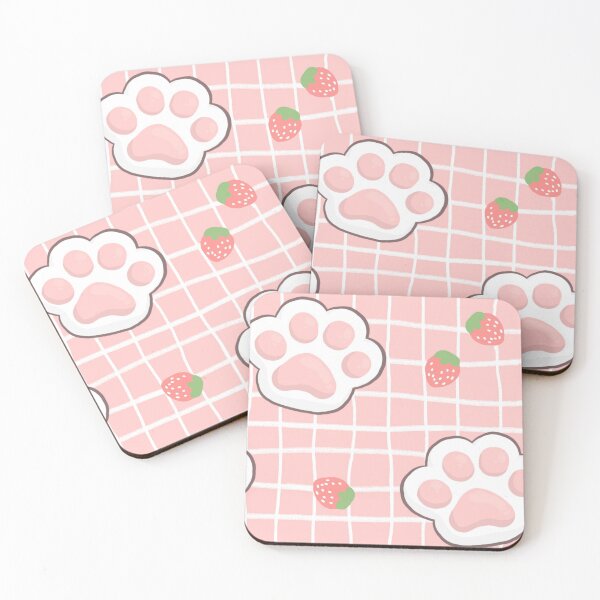 Item preview, Pastel Pink Paw Prints and Strawberries with Gingham Picnic Background Pattern Nursery  designed and sold by citrusapple.