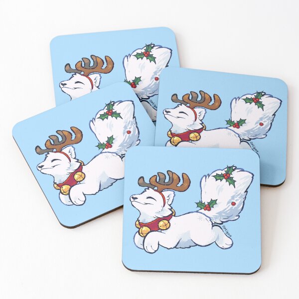 Item preview, Merry Christmas Holiday Reindeer Arctic Fox designed and sold by Wreaux.