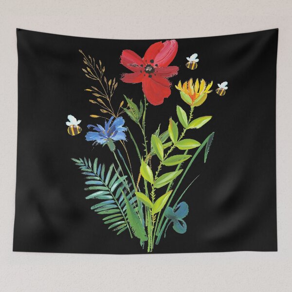 Item preview, Tropical Floral Bees Painting designed and sold by TropicalFlorals.
