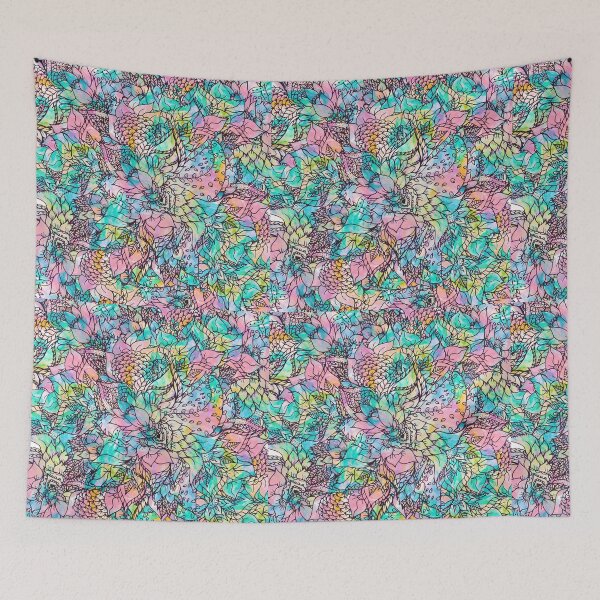Item preview, Bright hand drawn floral watercolor pattern designed and sold by GirlyTrend.