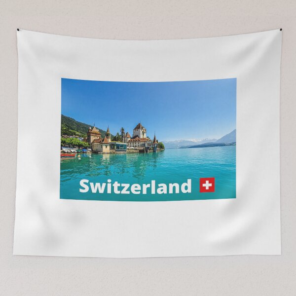 Item preview, Swiss Nature Photo. Lake, Castle And Swiss Mountains. designed and sold by Fiftyandfab.