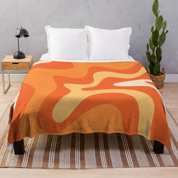 Item preview, Retro Liquid Swirl Abstract Pattern Square Bright Orange Tangerine  designed and sold by kierkegaard.