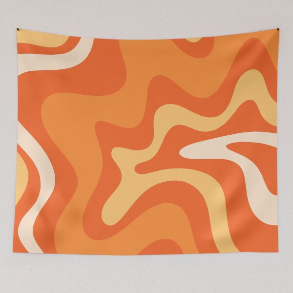 Item preview, Retro Liquid Swirl Abstract Pattern Square Bright Orange Tangerine  designed and sold by kierkegaard.