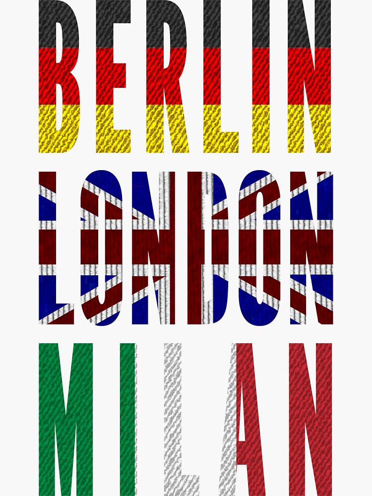 Thumbnail 3 of 3, Sticker, Berlin - London - Milan designed and sold by VkScript.