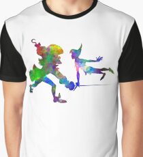 Peter Pan and Captain Hook in watercolor Graphic T-Shirt