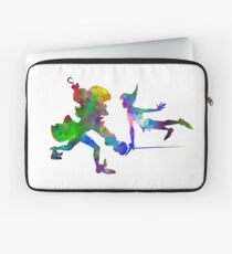 Peter Pan and Captain Hook in watercolor Laptop Sleeve