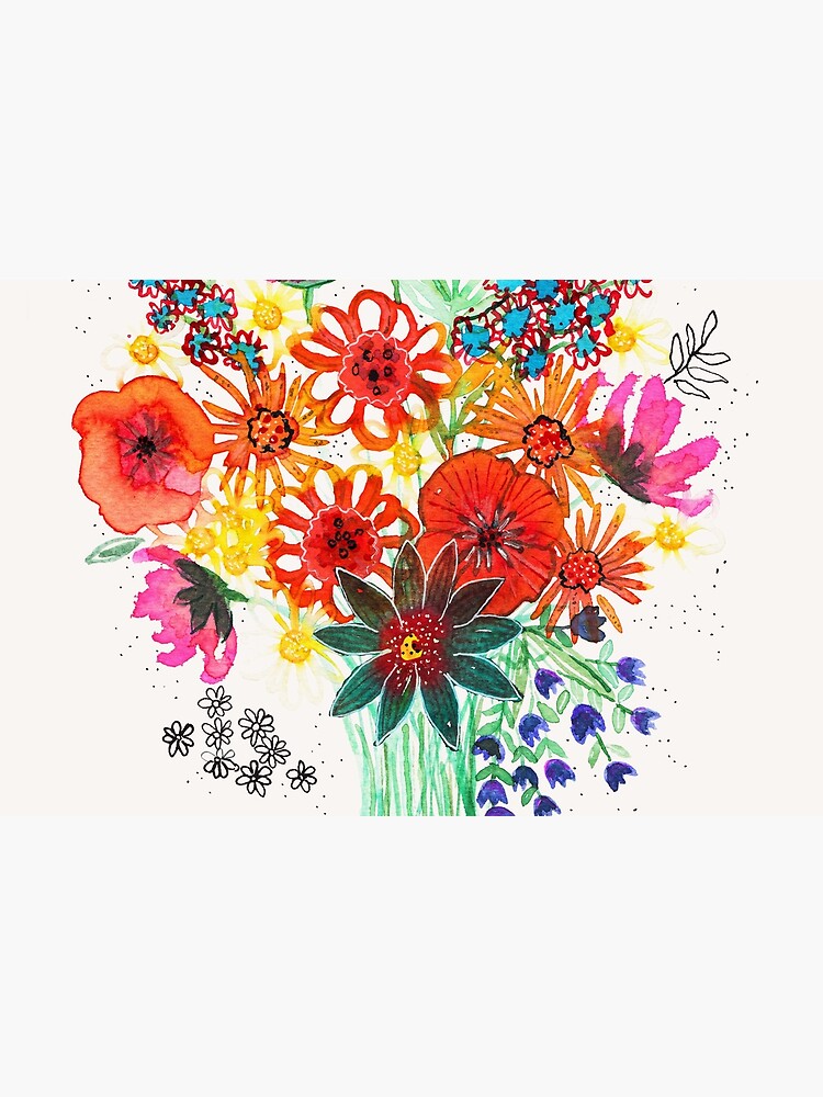 Thumbnail 4 of 4, Zipper Pouch, flowers bouquet watercolor designed and sold by RanitasArt.