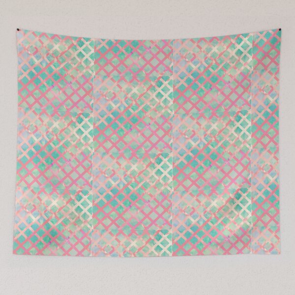 Item preview, Girly Retro Turquoise Pink Watercolor Lattice designed and sold by GirlyTrend.