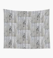 Tela decorativa Vintage negro nota musical Treble Clef gris madera