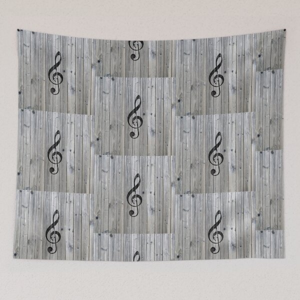 Item preview, Vintage black music note Treble Clef gray wood designed and sold by GirlyTrend.