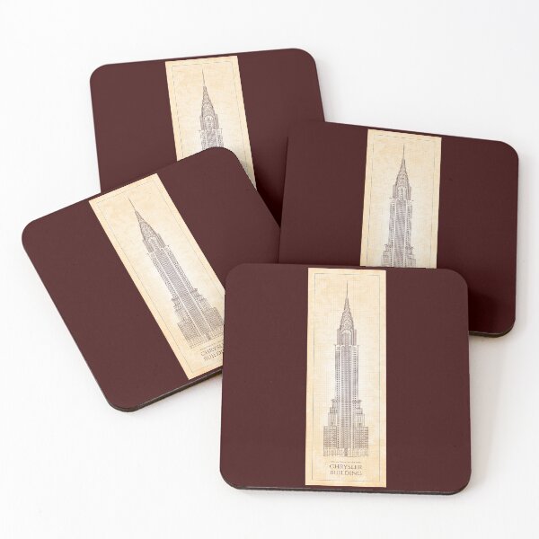Item preview, Chrysler Building Front - Burgundy Old Blue Grid  designed and sold by BGALAXY.