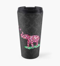 Retro Flower Elephant Pink Sakura Black Damask Travel Mug