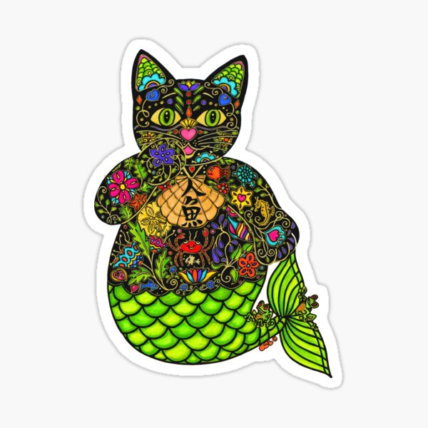 MERMAID LUCKY BLACK CAT Sticker