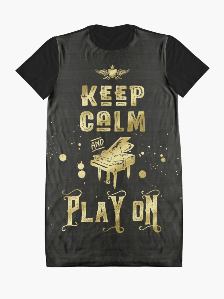 Alternate view of Keep Calm and Play On Gold Piano Grunge Graphic T-Shirt Dress