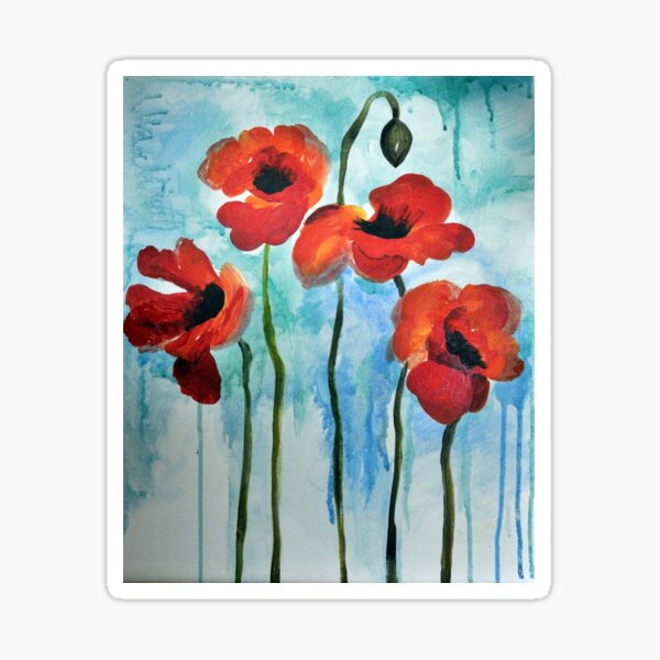 Watercolor Poppies Sticker