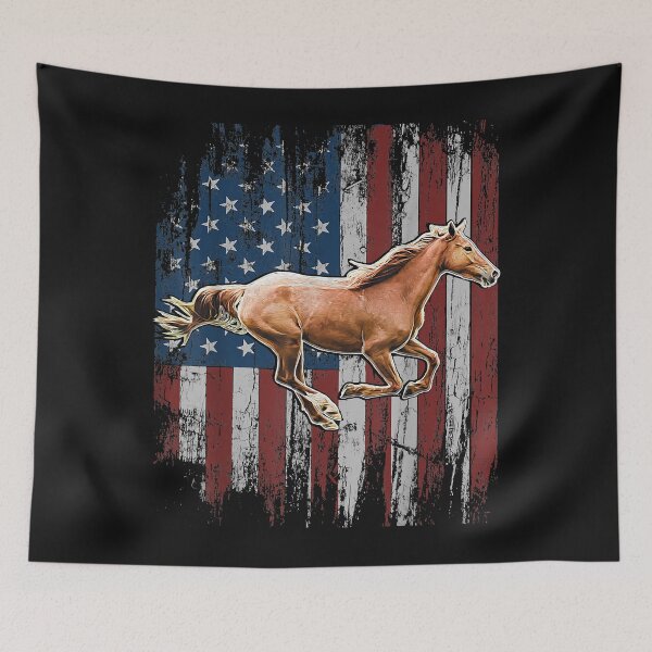Item preview, Patriotic Horse American Flag Horseback Riding Farm Gift designed and sold by Vignette2323.