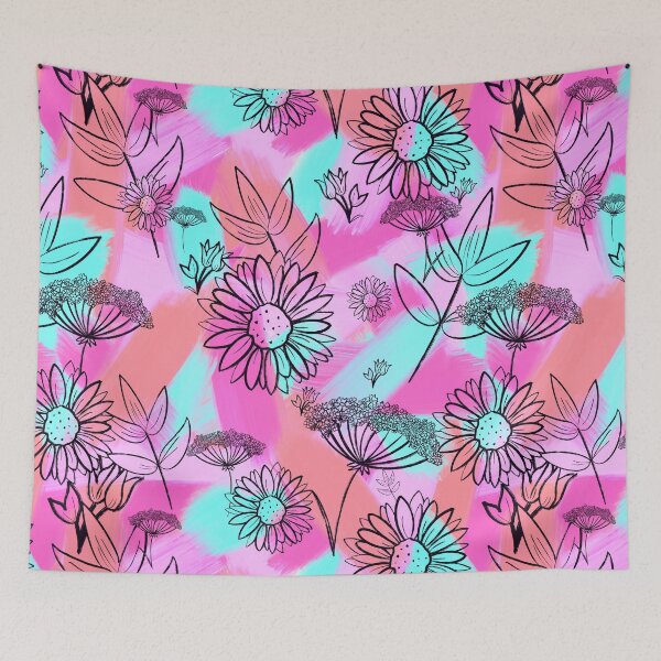 Item preview, Pink and Orange Paintbrush Florals designed and sold by DesignsByJaycee.