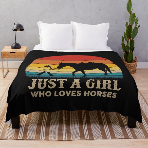 Item preview, Retro Just a Girl Who Loves Horses Pullover Hoodie designed and sold by Vignette2323.